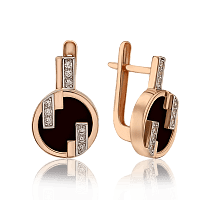 Лаконичные золотые серьги с агатом Джаннет 033831