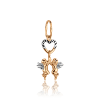 Золотой кулон Ангелы и Сердце 62260