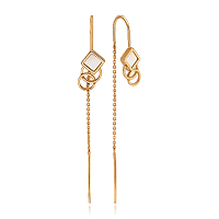 Стильные золотые серьги протяжки с перламутром Доминикана 035689