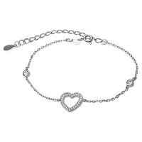 Милый девичий серебряный браслет на руку Heart с белыми фианитами 039727
