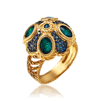 Золотое кольцо с опалом и фианитами Банжамин 034141