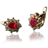Серьги из желтого золота с рубинами и бриллиантами 023136