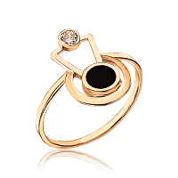 Золотое кольцо с агатом и фианитом 035290