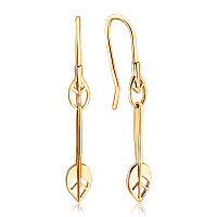 Романтические золотые серьги подвески Листик 035189