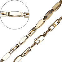 Золотая цепочка ручной работы в желтом золоте с бриллиантом в подарок 032052