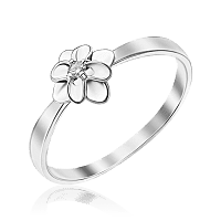 Кольцо в виде цветка с бриллиантом в белом золоте 036912
