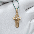 Золотий хрестик з розп'яттям та алмазним гравіюванням 030357 детальне зображення ювелірного виробу