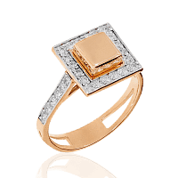 Золотое кольцо с фианитами Кубик 031727