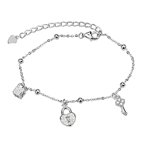 Невероятный серебряный браслет на руку с различными декоративными элементами и фианитами 039691