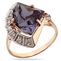 Кольцо золотое с александритом и фианитами 034416