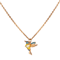 Серебряное колье в позолоте Колибри 925 пробы 037665