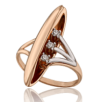 Золотое кольцо с фианитами Лорен 033357
