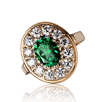Массивное золотое кольцо Маргарет с зеленым цирконием 033563