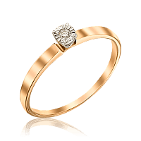 Золотое кольцо для помолвки с одним бриллиантом Love Story 35237