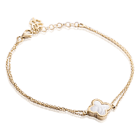 Золотой браслет на руку Клевер с перламутром 035322