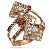 Золотое кольцо с красными камнями Загадочная Геометрия 033977