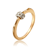 Золотое кольцо для предложения с фианитами 033453