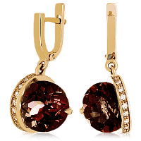 Золотые серьги с гранатом 023484