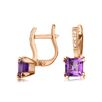 Золоті сережки з аметистом 592608