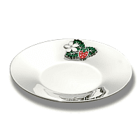 Детское блюдце из серебра Земляника с эмалью 031863