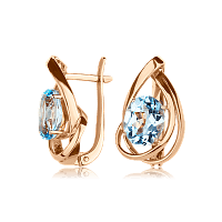 Золотые серьги с топазом овальной формы  559002