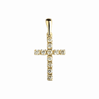 Золотой подвес с бриллиантом крестик P0366