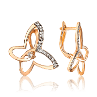 Золотые серьги Бабочка с фианитами 036085