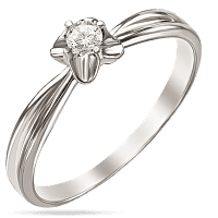 Кольцо из белого золота в виде цветка с бриллиантом 036211