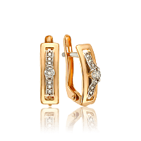 Сережки из белого и красного золота с фианитами 033460