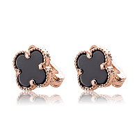 Золотые серьги с ониксом 031983