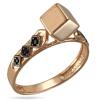 Золотое кольцо с нанокристаллами Кубик 030074