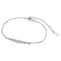 Серебряный браслет якорного плетения с пятью белыми фианитами и дополнительной цепочкой 039723