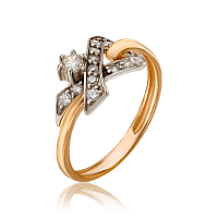 Кольцо из комбинированного золота с фианитами 033451