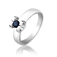 Золотое кольцо из белого золота с сапфиром 025345