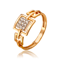 Золотое кольцо блестящий квадрат 033630