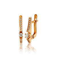 Золотые серьги с россыпью фианитов 033454