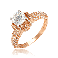 Роскошное золотое кольцо для предложения с фианитами 034424