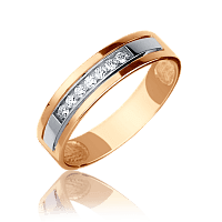 Обручальное кольцо из красного золота с бриллиантами 023195