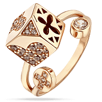 Золотое кольцо Куб с сердечком 037032