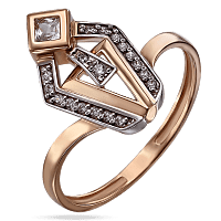 Кольцо золотое с камнями в необычном дизайне 033707