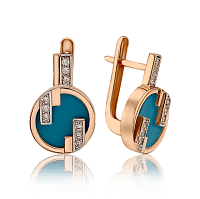 Сережки золотые с бирюзой и фианитами Джаннет 033834