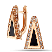 Золотые серьги с агатом и фианитами 030038