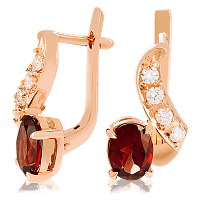 Золотые серьги с гранатом 023599