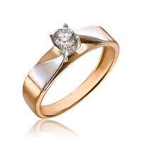 Кольцо для предложения в комбинированном золоте  034512
