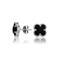 Серебряные серьги гвоздики с чёрным ониксом 028305