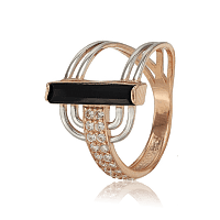 Золотое кольцо с агатом и дорожкой фианитов 028627