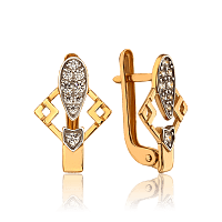 Серьги золотые с фианитами повседневные 034915