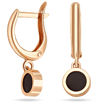 Золотые серьги с агатом на английской застежке 039155