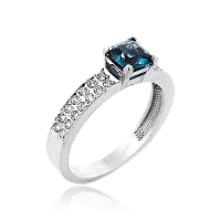 Красивое кольцо из белого золота с Лондон топазом и фианитами 032942