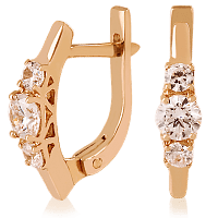 Золотые серьги с цирконием 023394